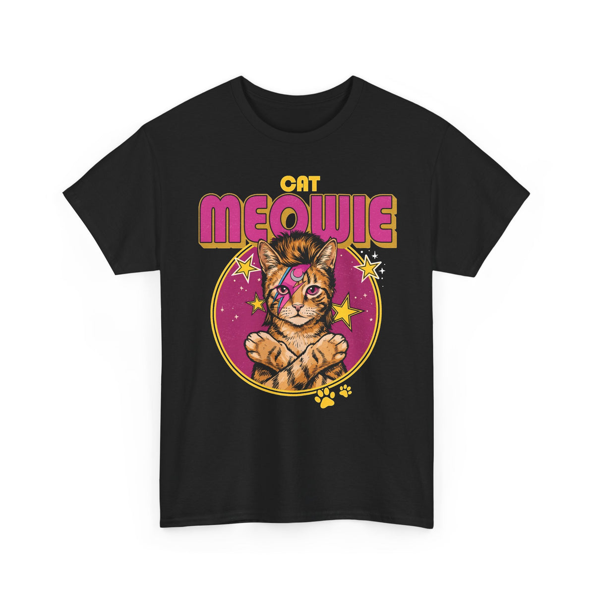 Funny Cat Meowie Lightning Bolt Shirt — 80s Retro Rocker Cat T-Shirt