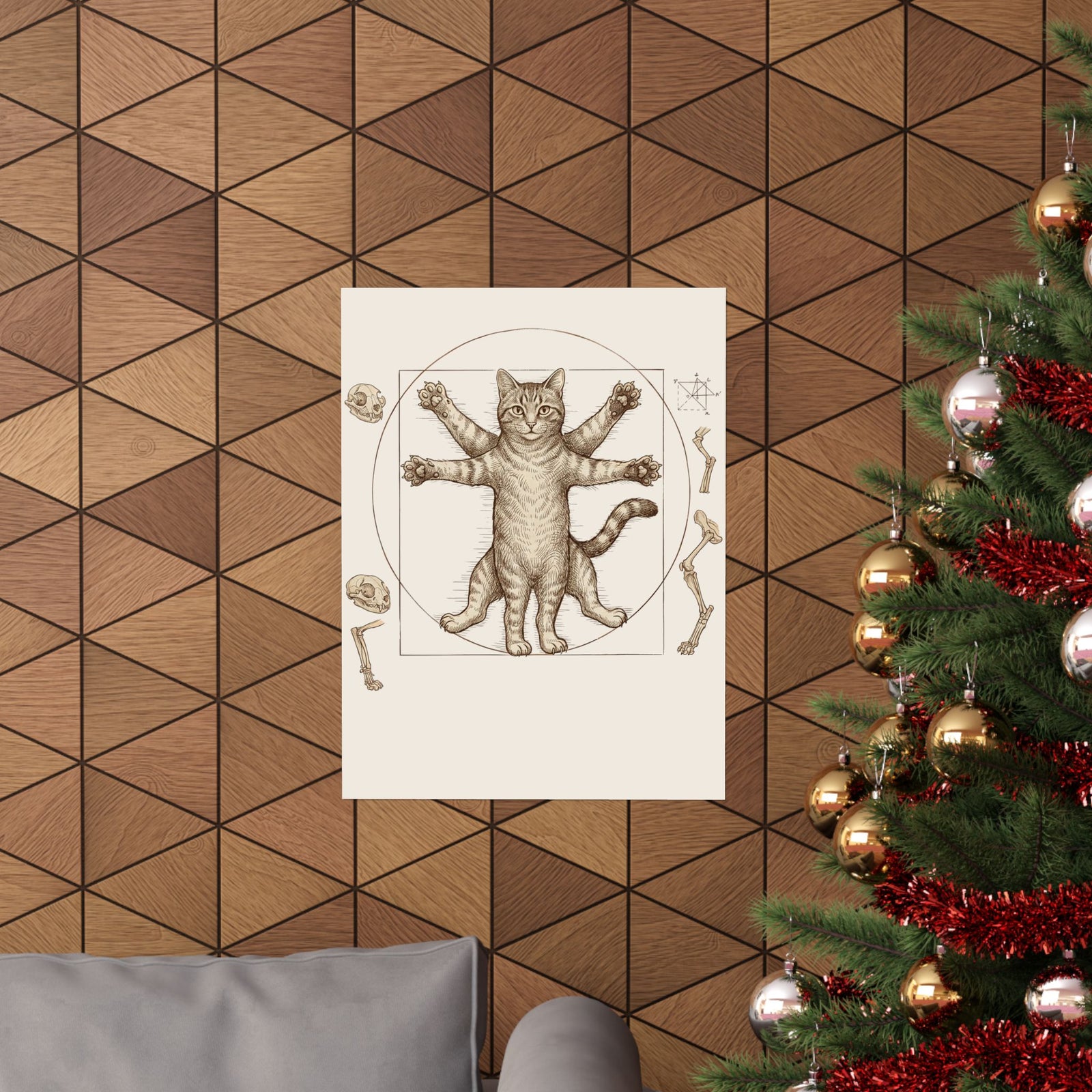 Vitruvian Cat Poster — Anatomical Cat Art Poster