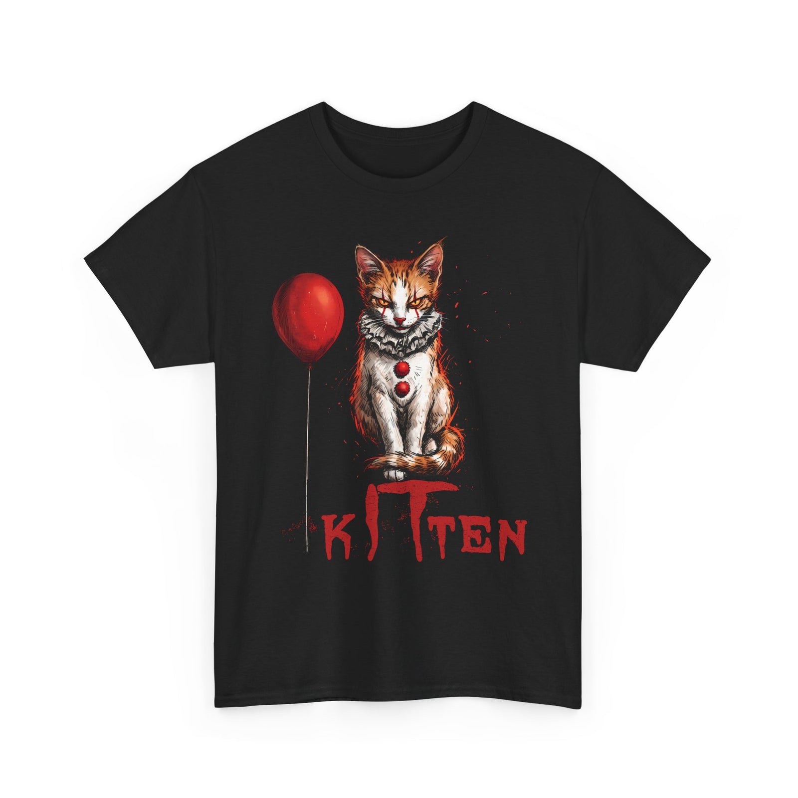 KITTEN Horror Clown T-Shirt — Spooky Orange Tabby Clown Cosplay Apparel