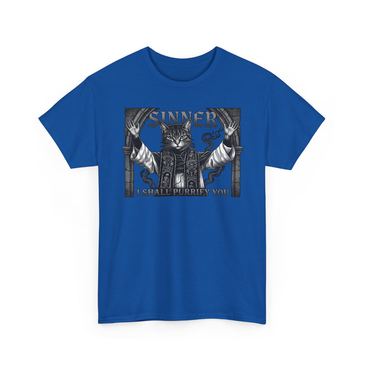 Sinner Shall I Purrify You Cat Tee — 'Purriest' Funny Gothic Cat Shirt