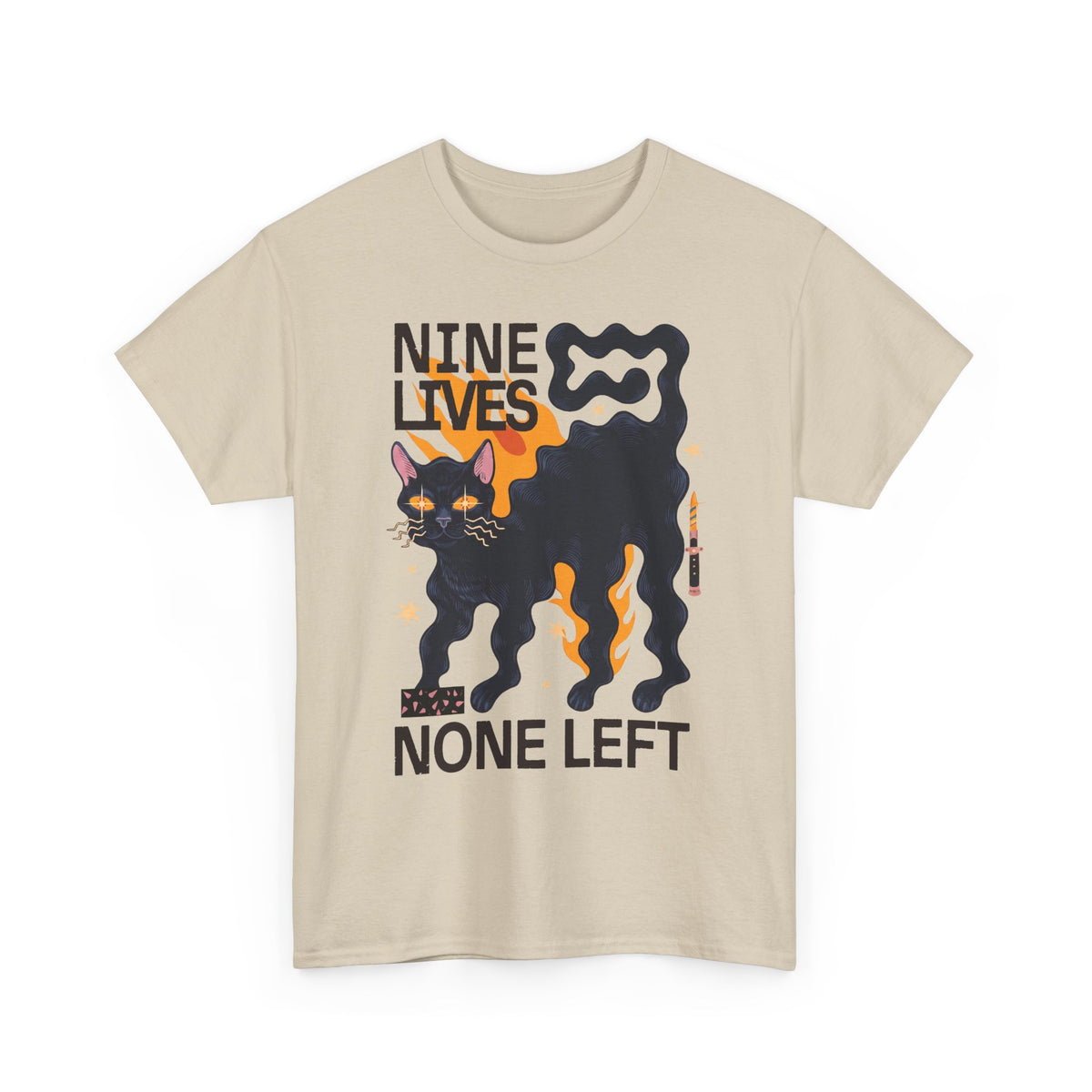 Nine Lives None Left T-Shirt — Edgy Spooky Black Cat Graphic Tee