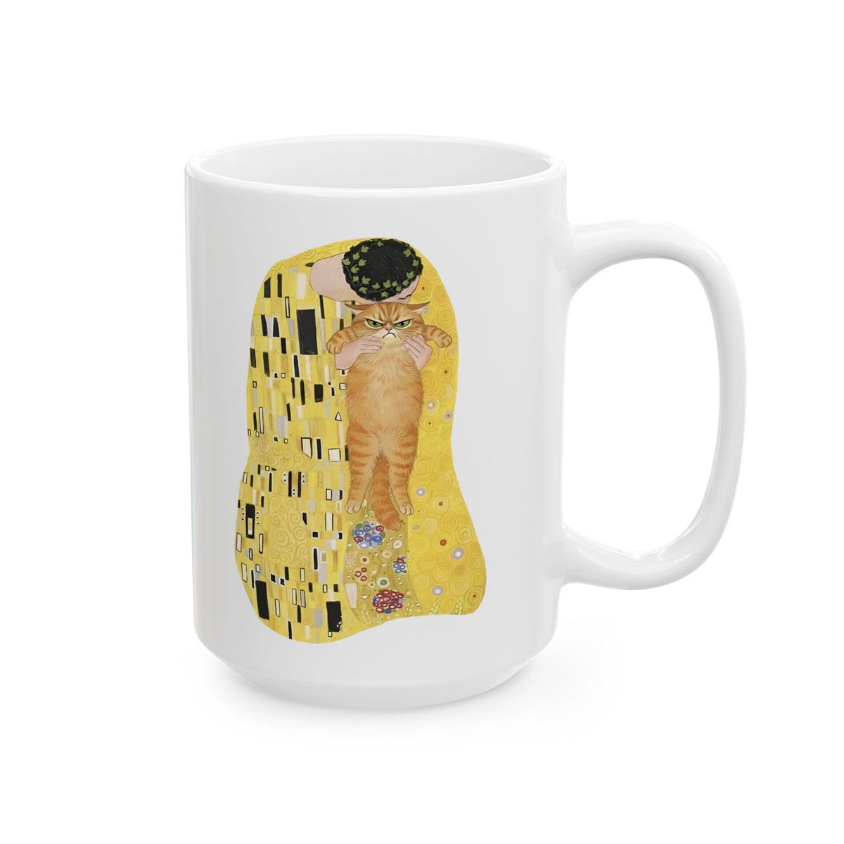 Cat & The Kiss Ceramic Mug — Romantic Cat Illustration Mug