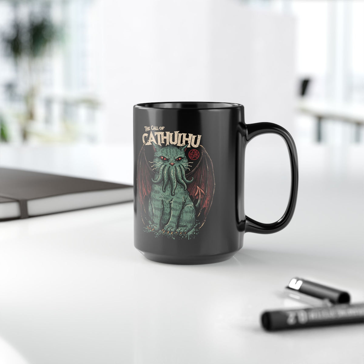 The Call of Cathulhu Black Mug — Dark Gothic Creepy Cute Drinkware