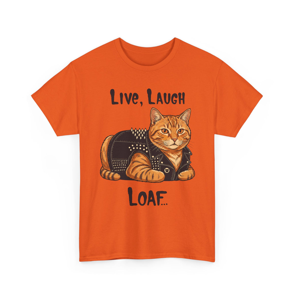"Live, Laugh, Loaf" Punk Rock Orange Cat T-Shirt