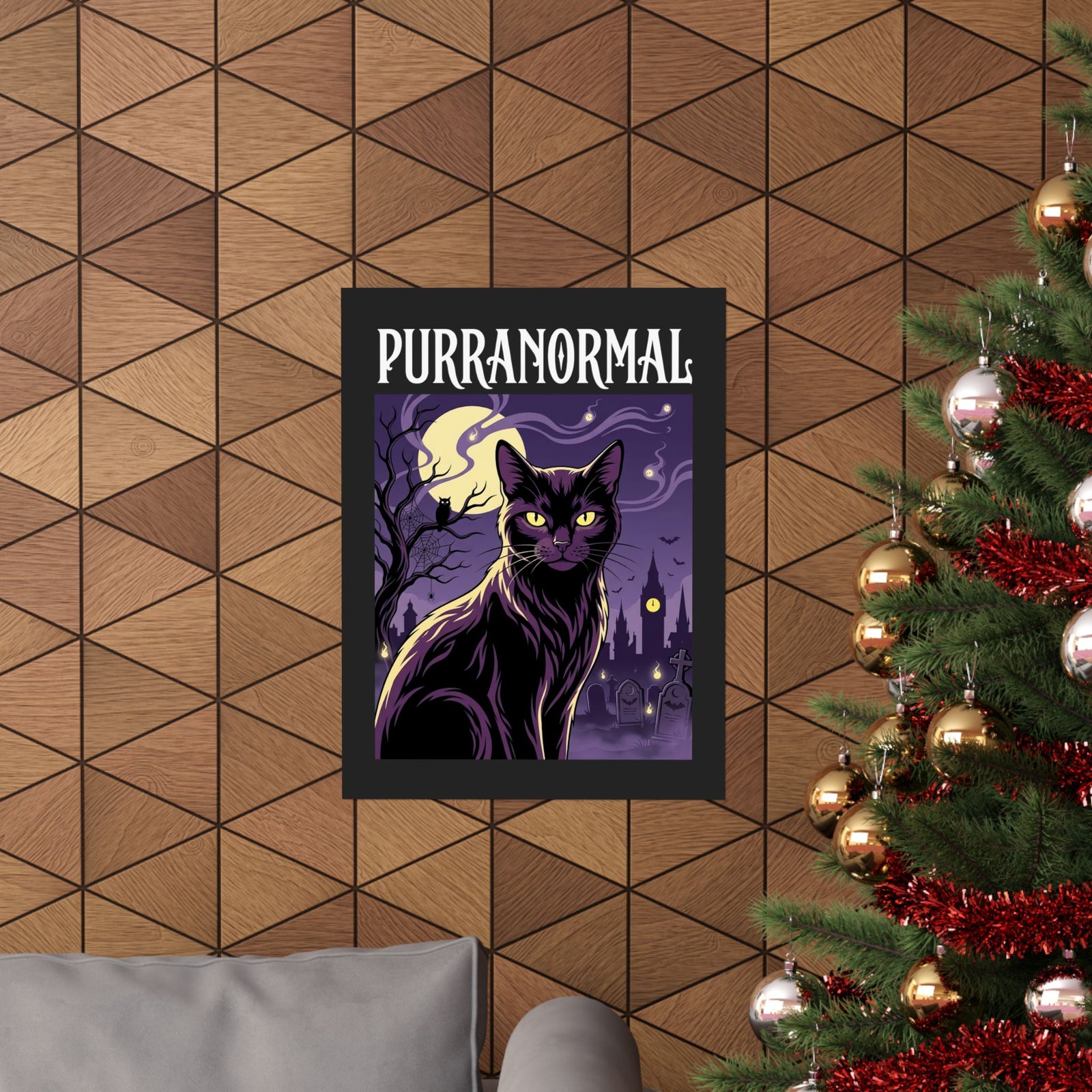 Purranormal Cat Poster — Paranormal Cat Spooky Cat Graphic Poster