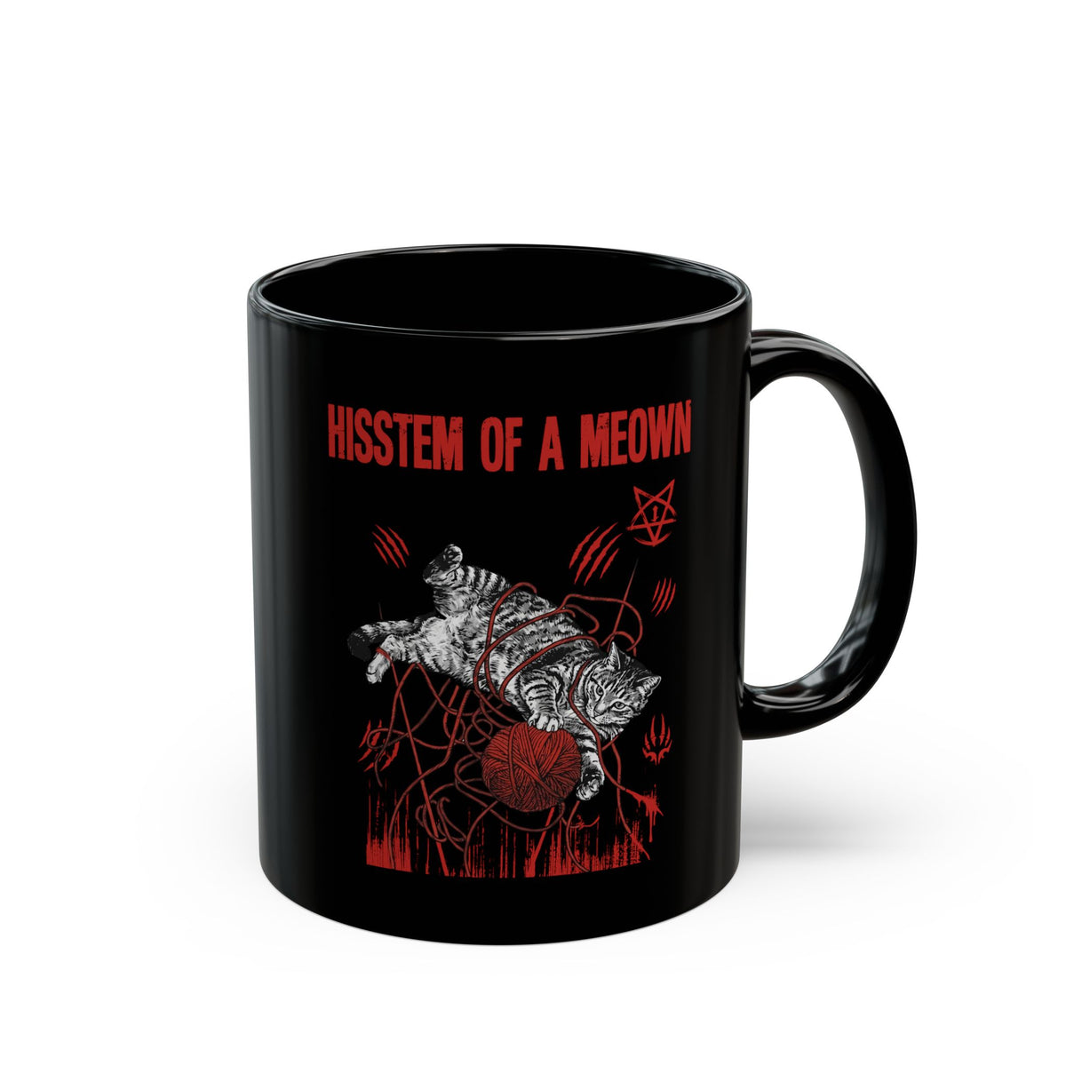 Hissten Of A Meown Black Mug — Funny Cat Pun Mug