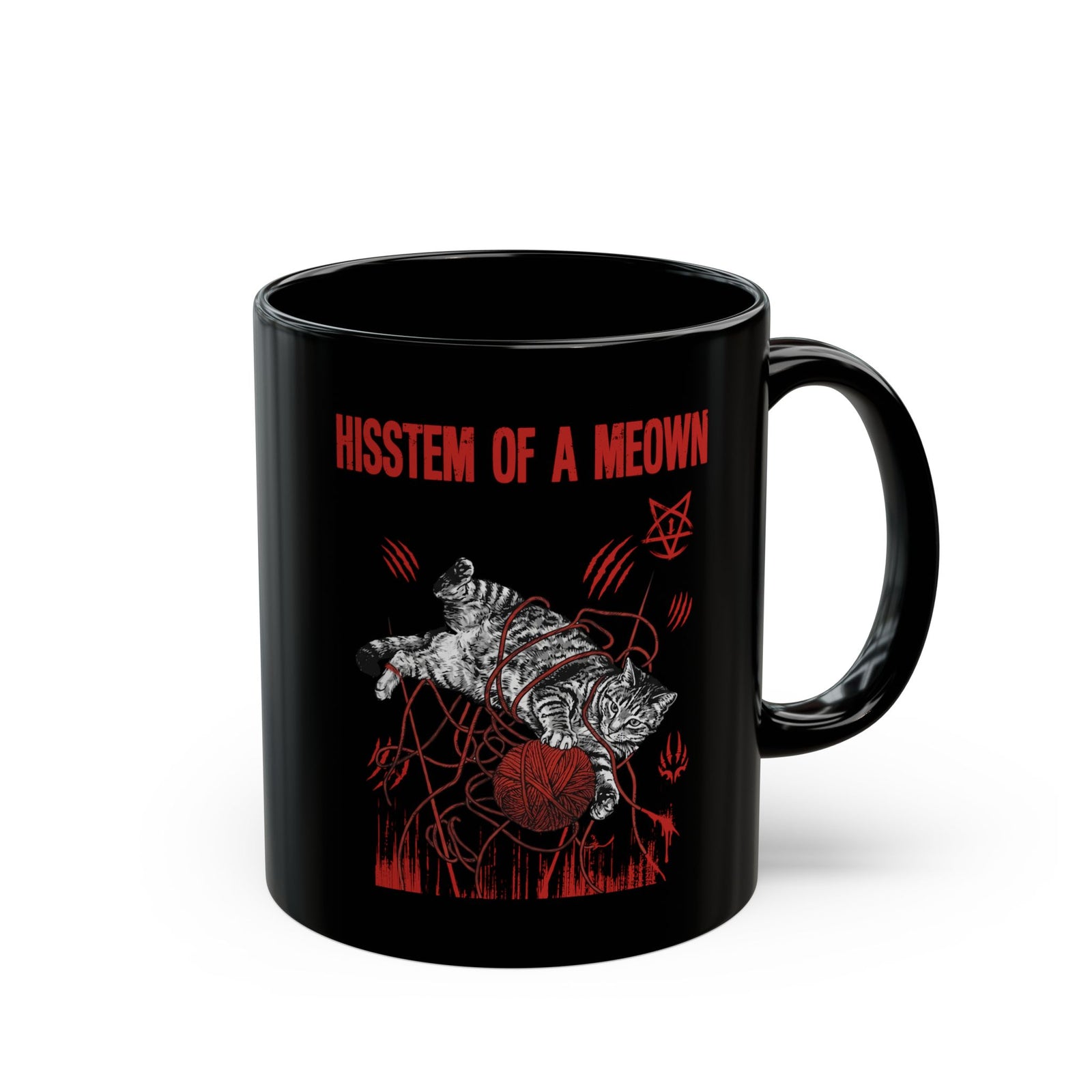 Hissten Of A Meown Black Mug — Funny Cat Pun Mug
