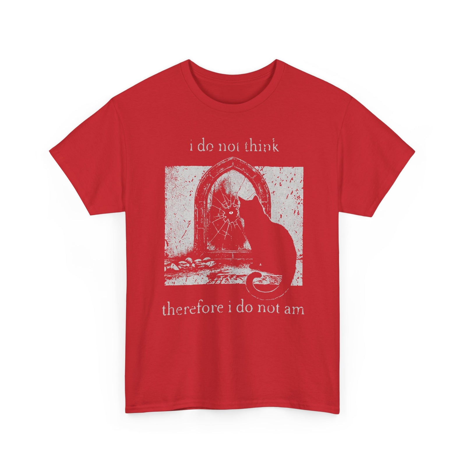 Vintage Black Cat T-Shirt — "I Do Not Think Therefore I Do Not Am"