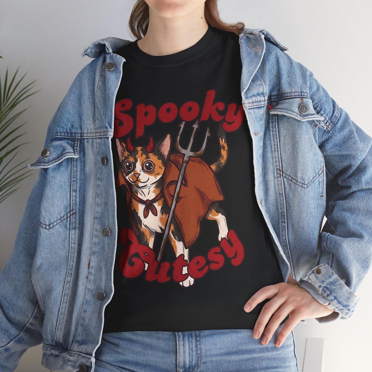 Spooky & Cutesy Devil Calico Cat Shirt — Funny Cute Halloween T-Shirt