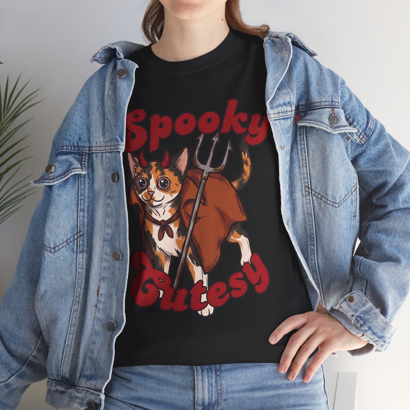 Spooky & Cutesy Devil Calico Cat Shirt — Funny Cute Halloween T-Shirt