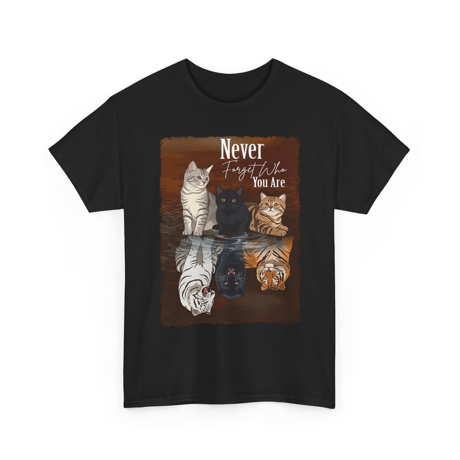 Cat T-Shirt "Never Forget Who You Are" — Reflective Trio Cat Design