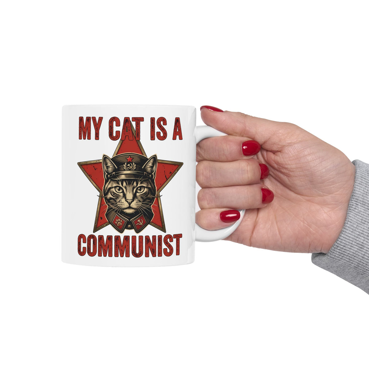 Communist Cat Ceramic Mug — "My Cat Is A Communist Cat" Funny Political Cat Mug