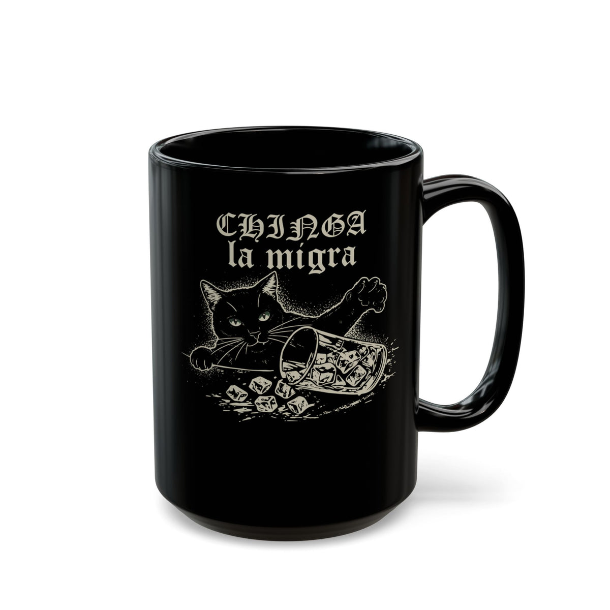 Chinga la migra Cat Black Mug