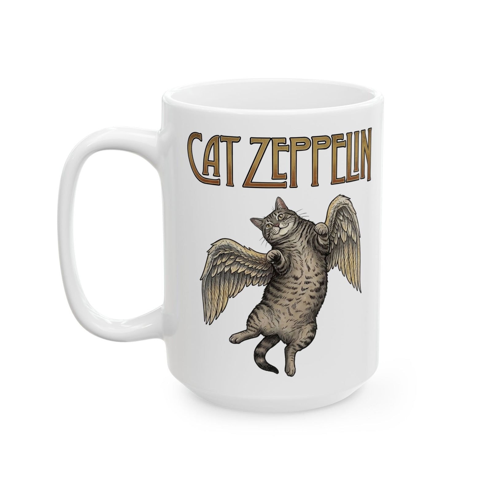 Cat-Zeppelin Ceramic Mug — Whimsical Cat Airship Design