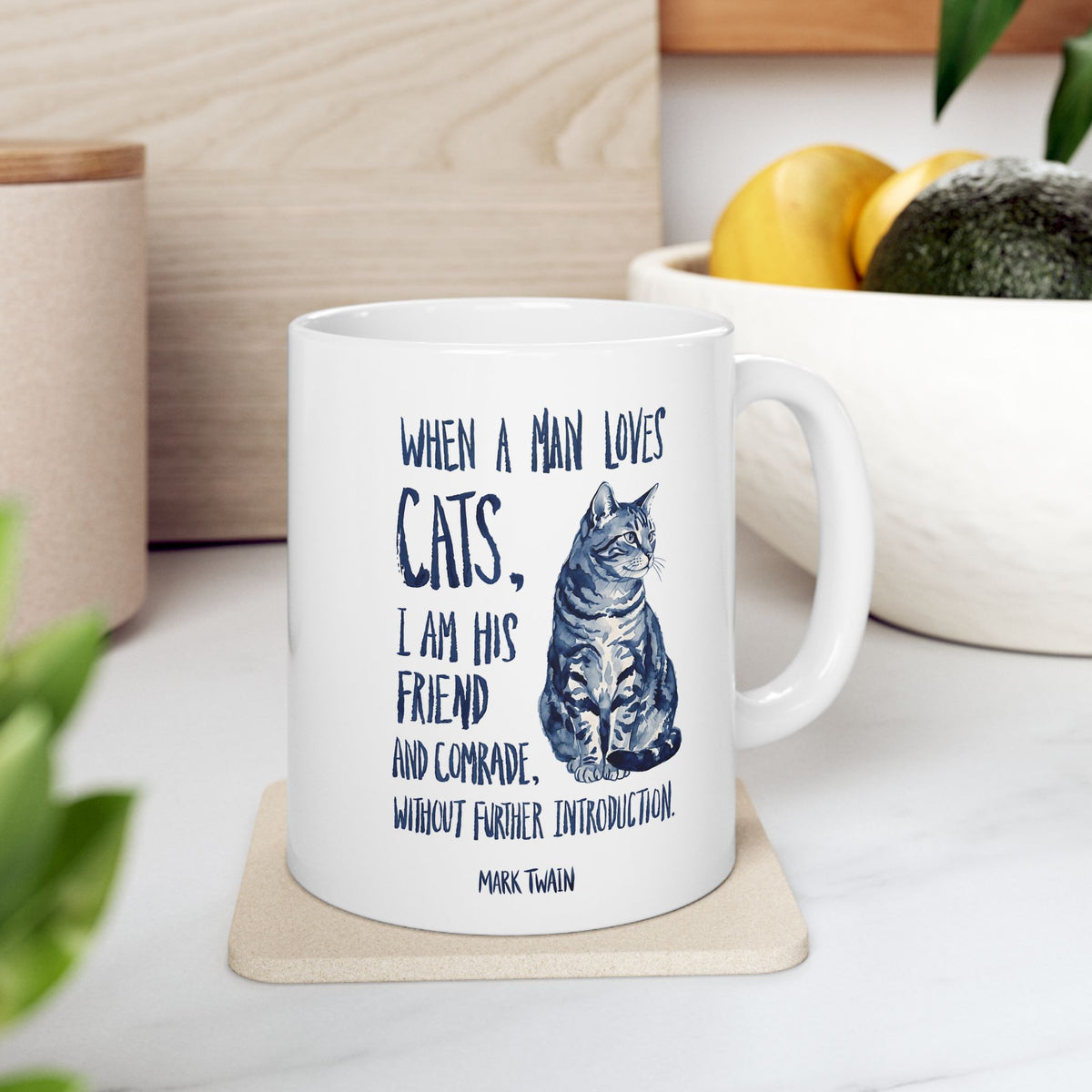 "When a Man Loves Cats" Graphic Mug — Funny Cat Lover Ceramic Mug