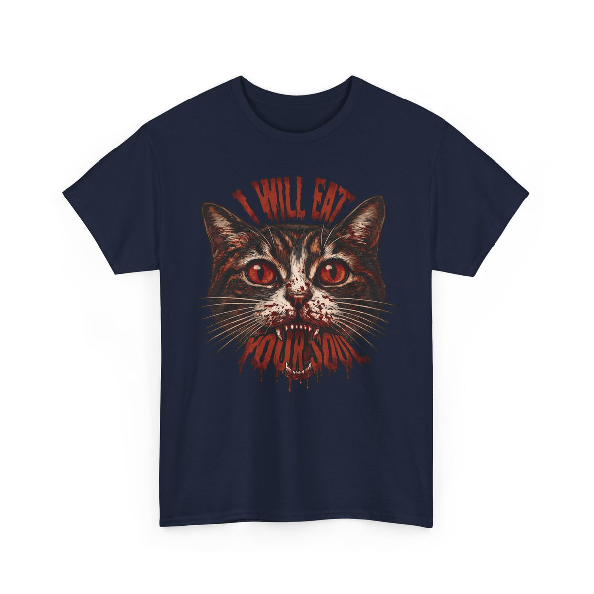 I Will Eat Your Soul T-Shirt — Horror Demon Cat Graphic Tee