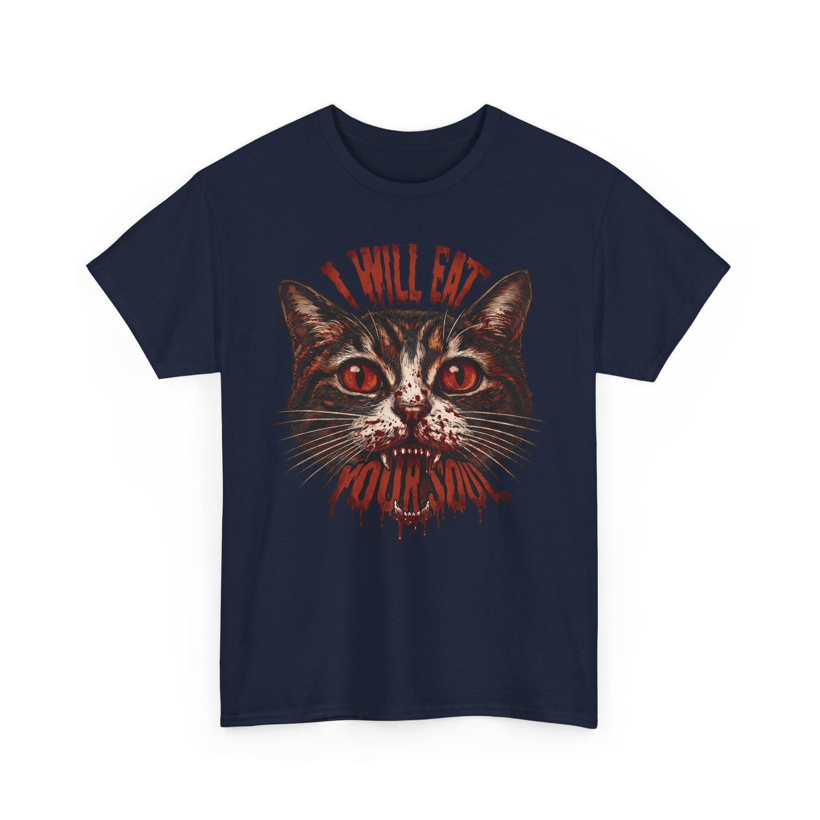 I Will Eat Your Soul T-Shirt — Horror Demon Cat Graphic Tee