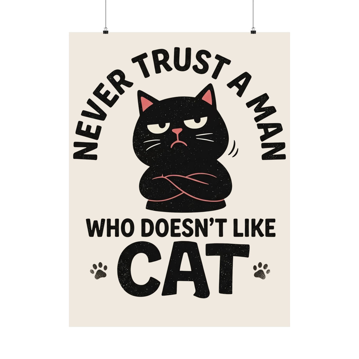 Cat Lover Poster — "Never Trust A Man Who Doesn't Like Cats" Graphic Poster