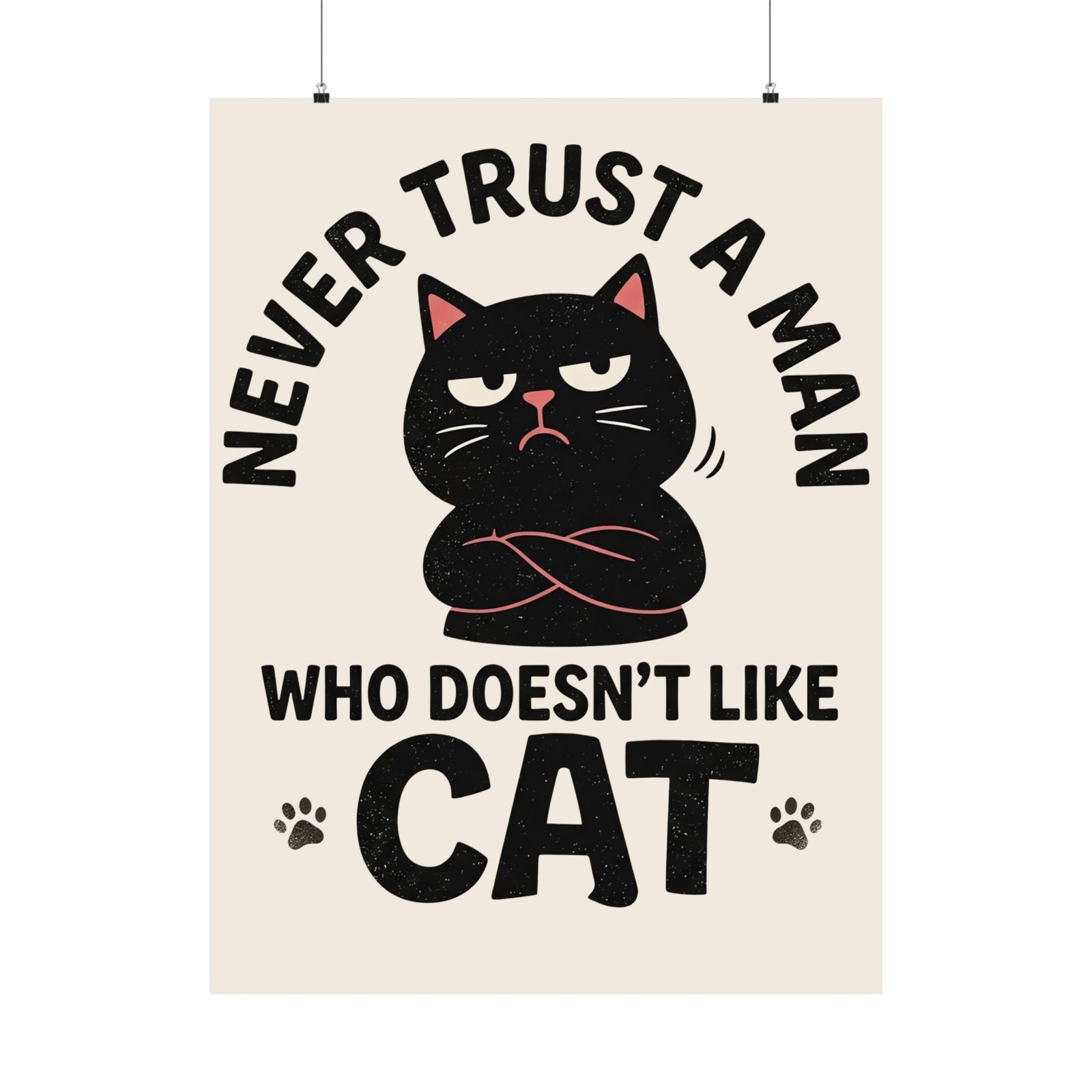 Cat Lover Poster — "Never Trust A Man Who Doesn't Like Cats" Graphic Poster