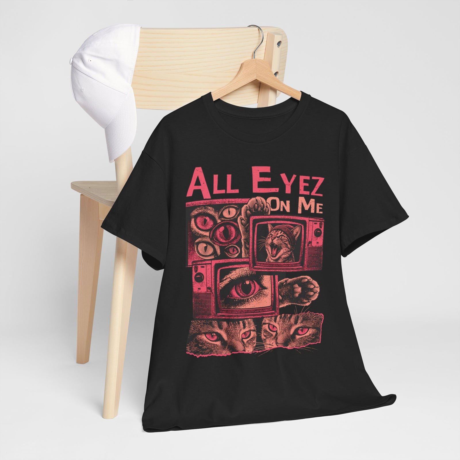 All Eyez On Me T-Shirt — Funny Retro TV Cat Graphic Tee