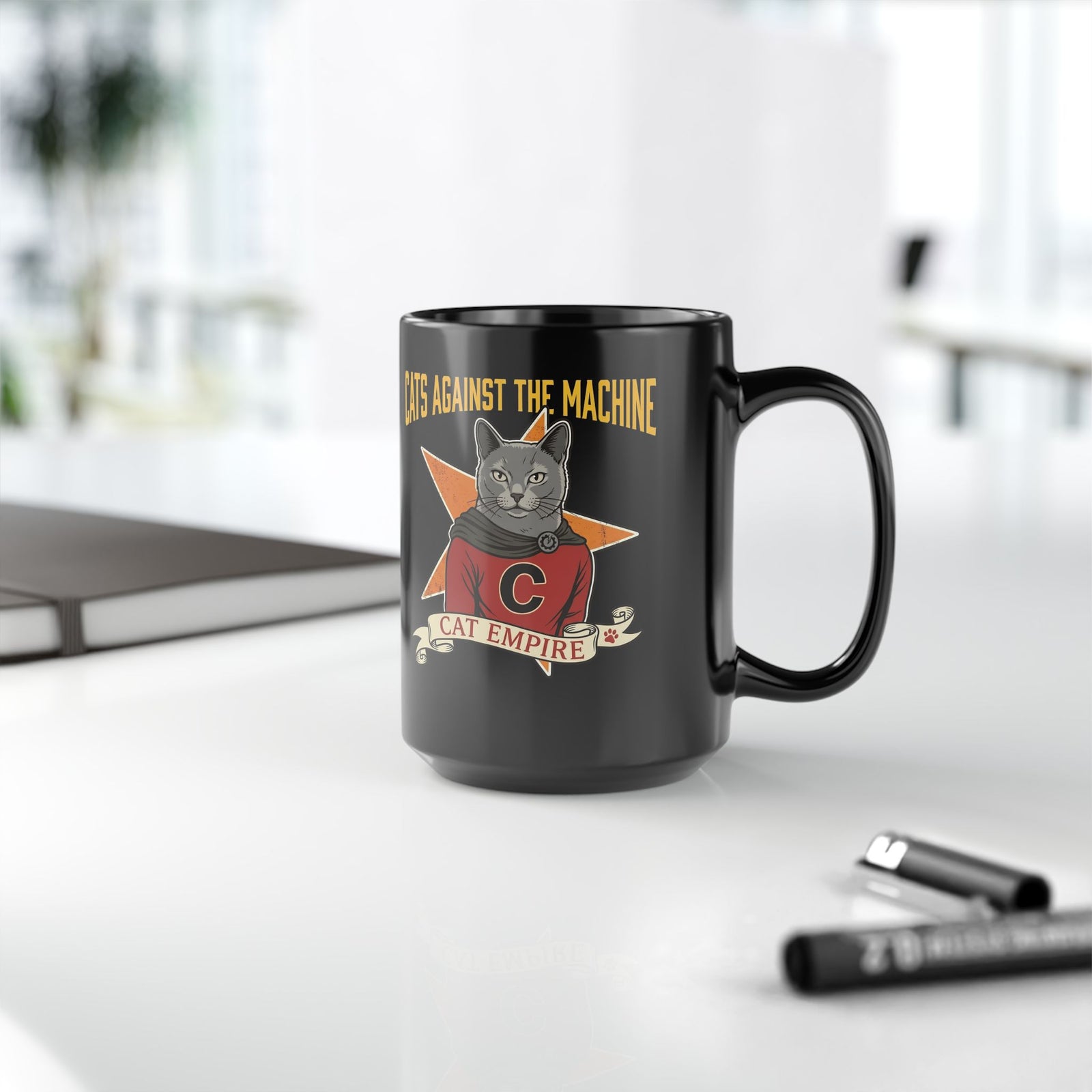 Cat Against the Machine Mug — Cat Empire Graphic Black Mug
