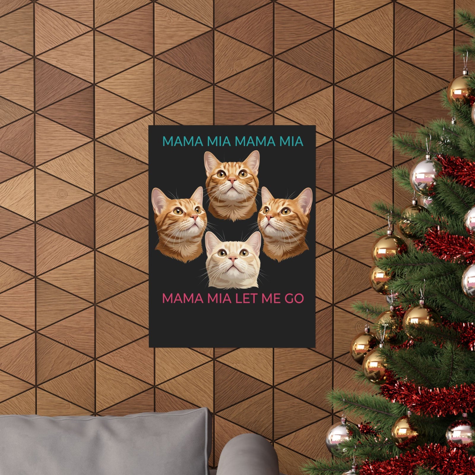 Funny Cat Rock Band Poster — "Mamma Mia Let Me Go" Parody