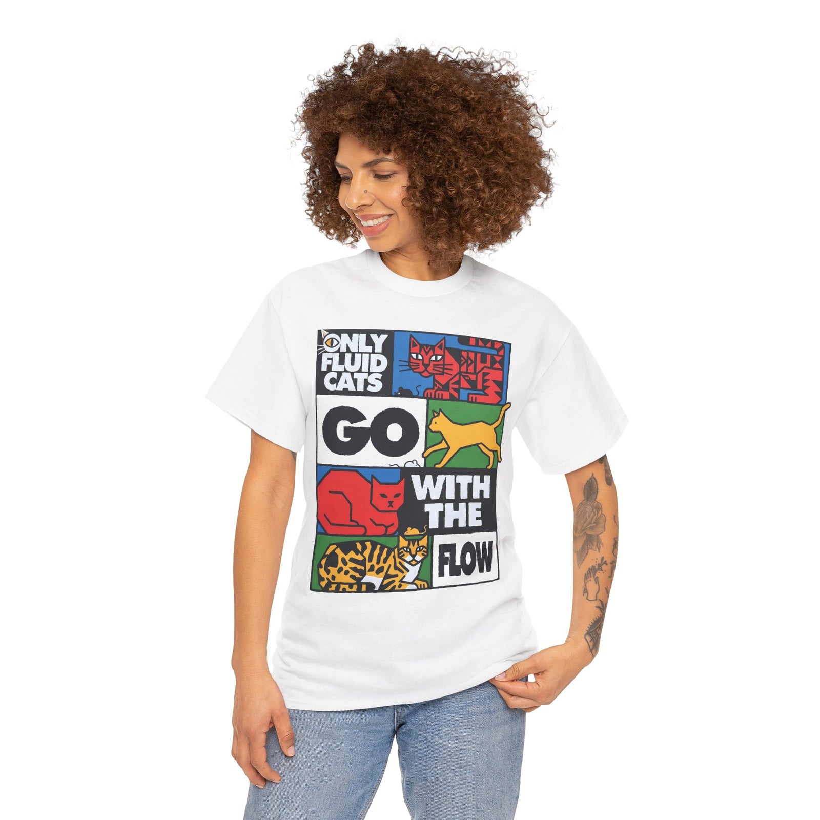 Only Fluid Cats Go With The Flow Shirt — Modern Abstract Pop Art Cat T-Shirt
