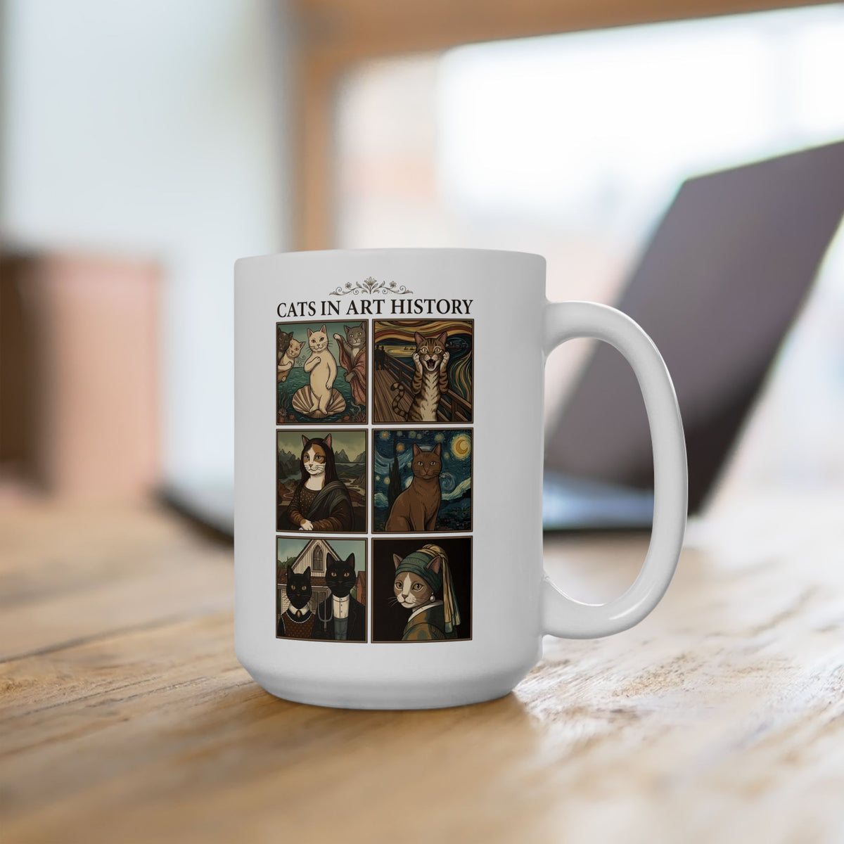 Cats in Art History Ceramic Mug — Vintage Art Cat Mug for Cat Lovers & Art Fans