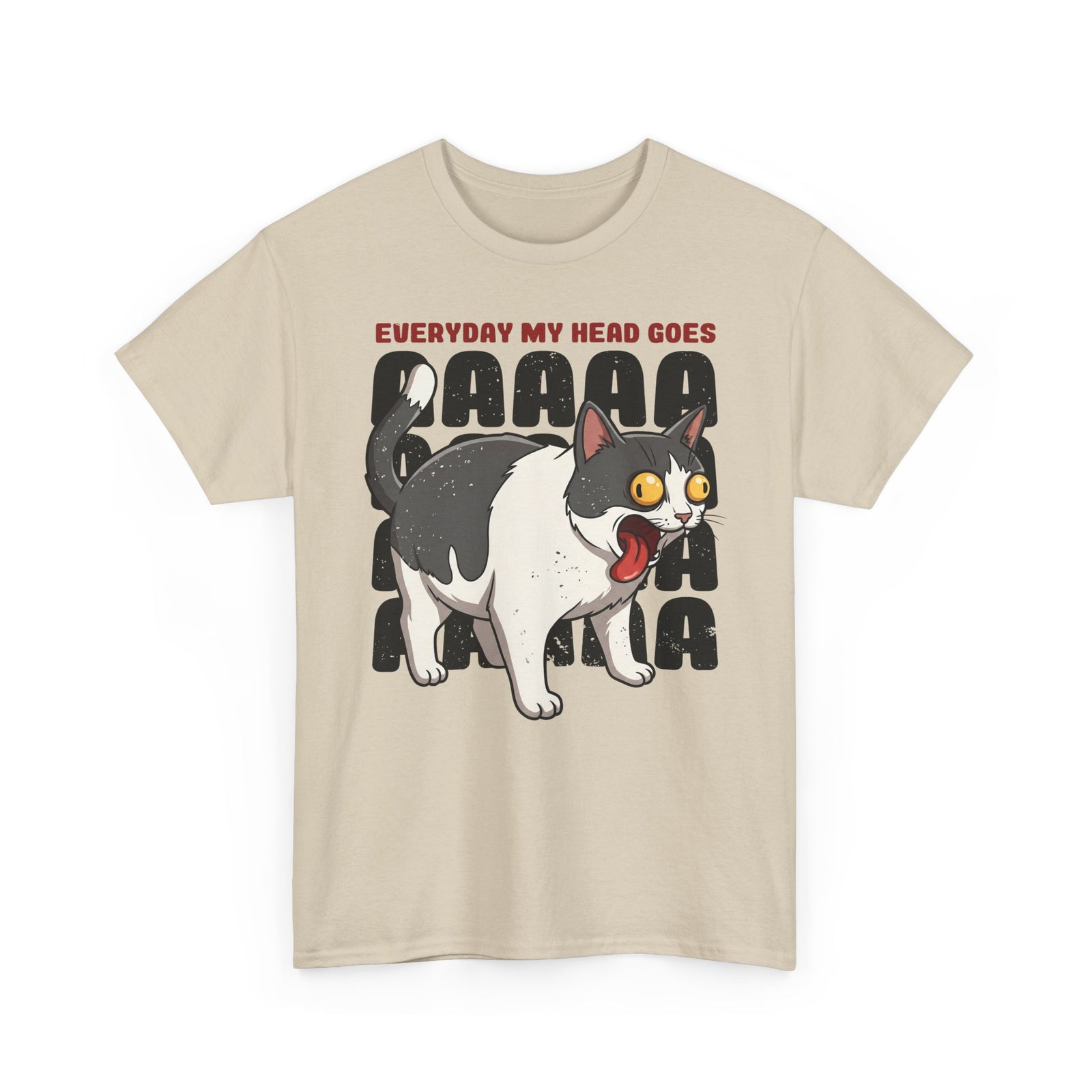 Everyday My Head Goes AAAAA T-Shirt — Funny Screaming Tuxedo Cat Tee
