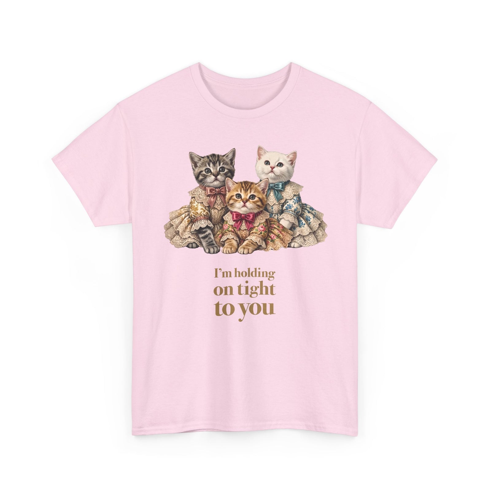 I'm Holding On Tight To You T-Shirt — Vintage Victorian Kittens Tee