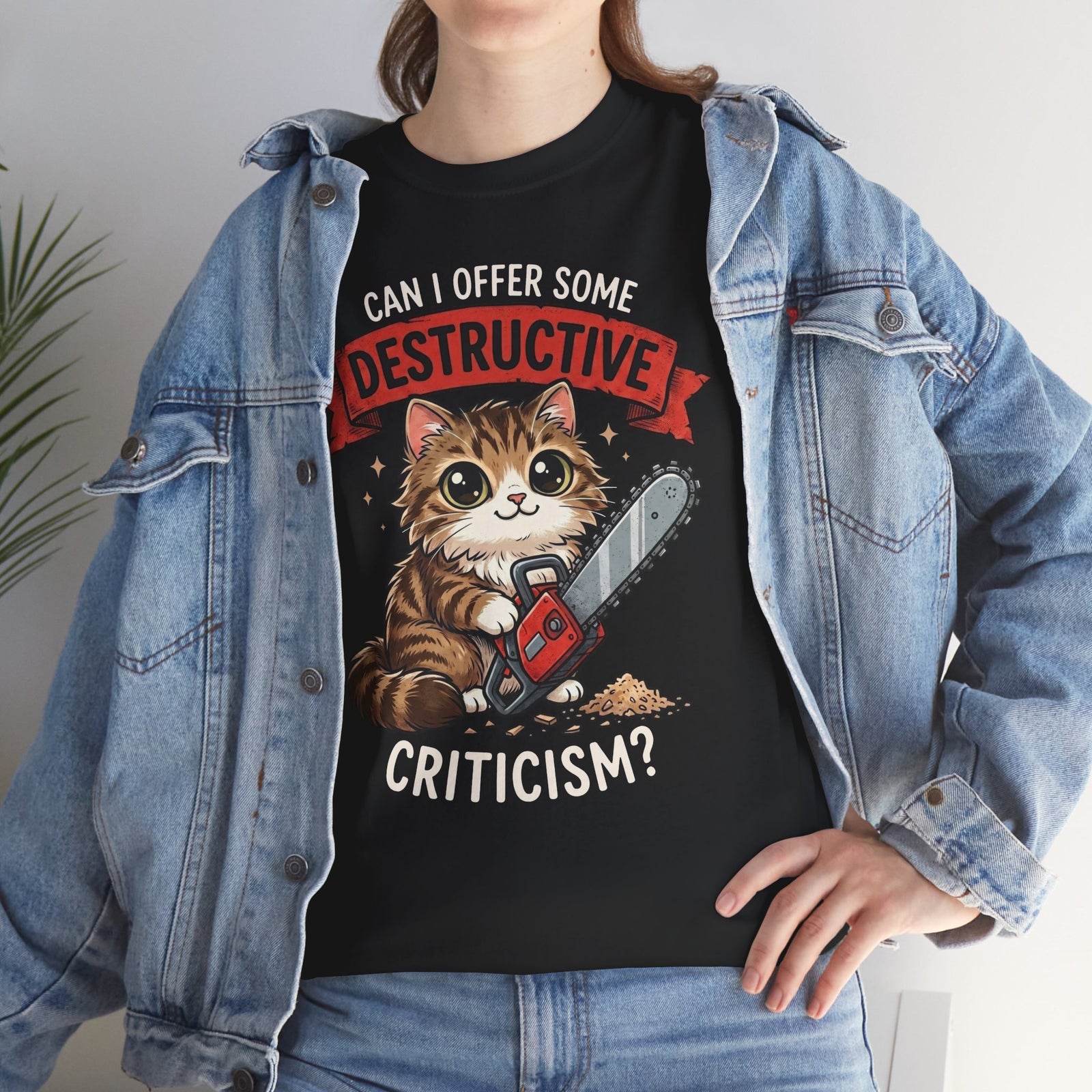 Funny Chainsaw Cat T-Shirt Graphic Cat with Chainsaw Tee