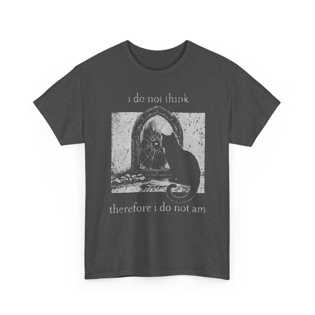 Vintage Black Cat T-Shirt — "I Do Not Think Therefore I Do Not Am"