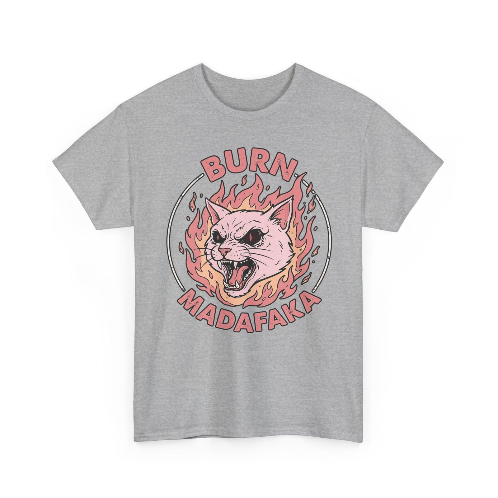 Funny Cat T‑Shirt — "Burn Madafaka" Graphic Tee