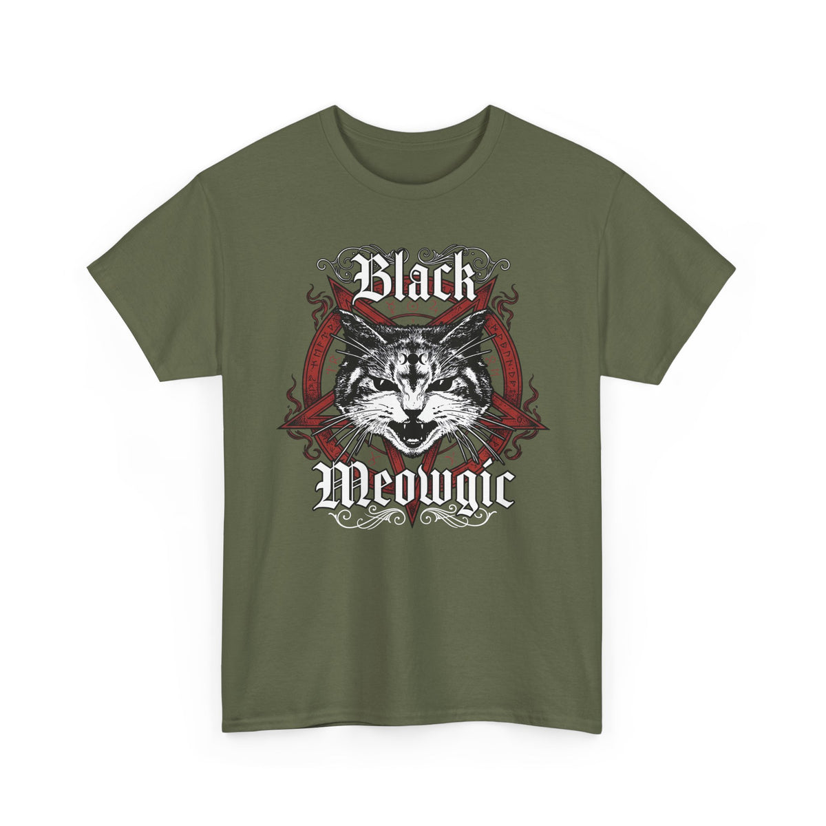 Black Meowgic T-Shirt — Cute Cat Magic Graphic Tee