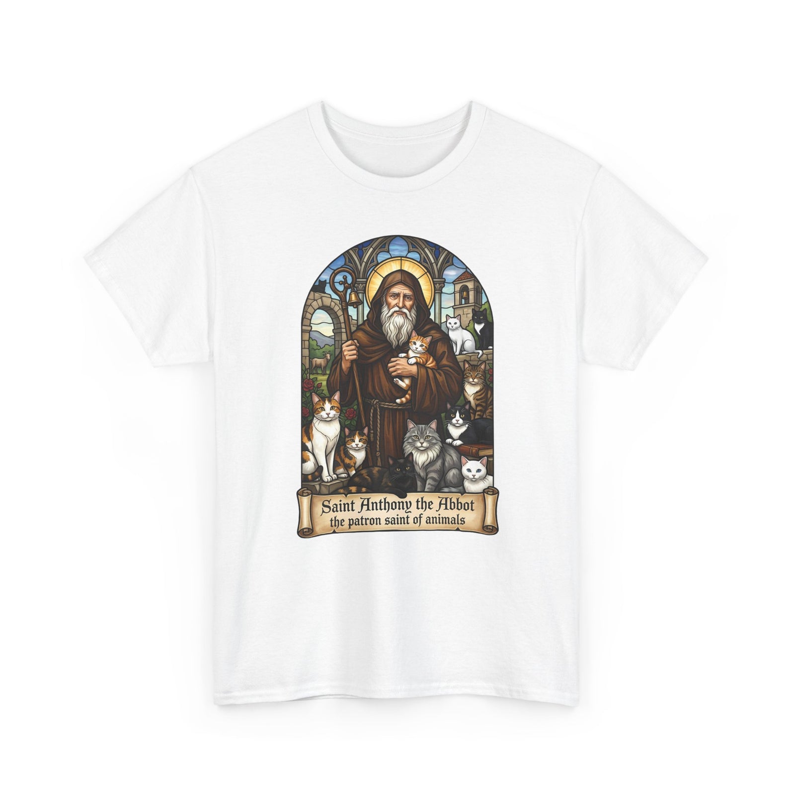 Saint Anthony the Abbot Cat T-Shirt Patron Saint of Animals Shirt