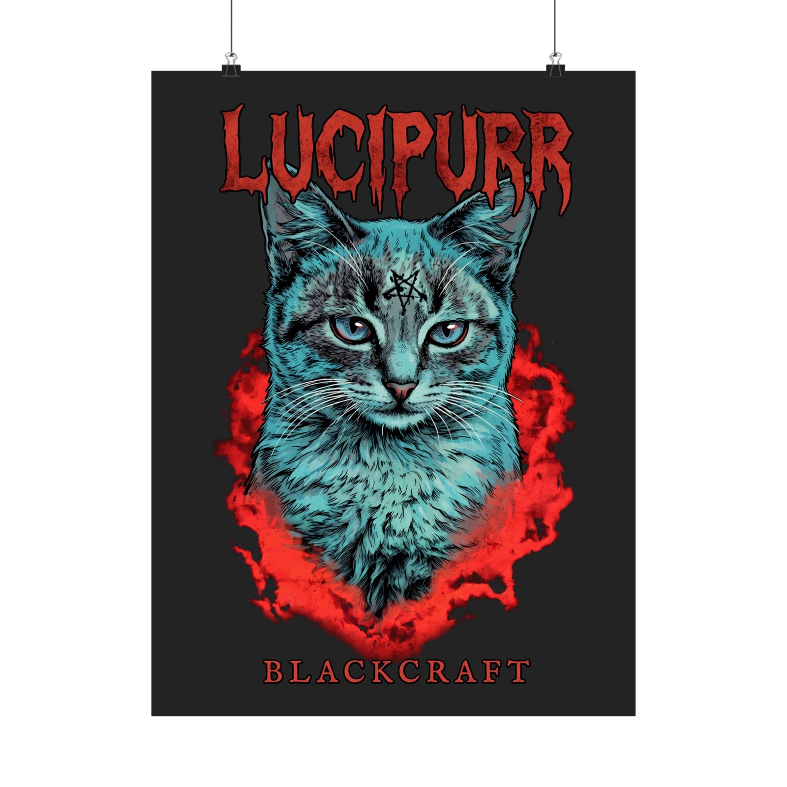 Lucipurr Blackcraft Poster — Edgy Heavy Metal Satanic Cat Graphic Poster