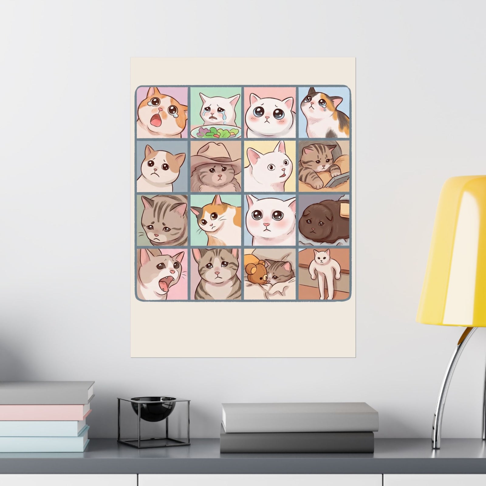 Cat Reactions Poster Funny Cat Memes Poster