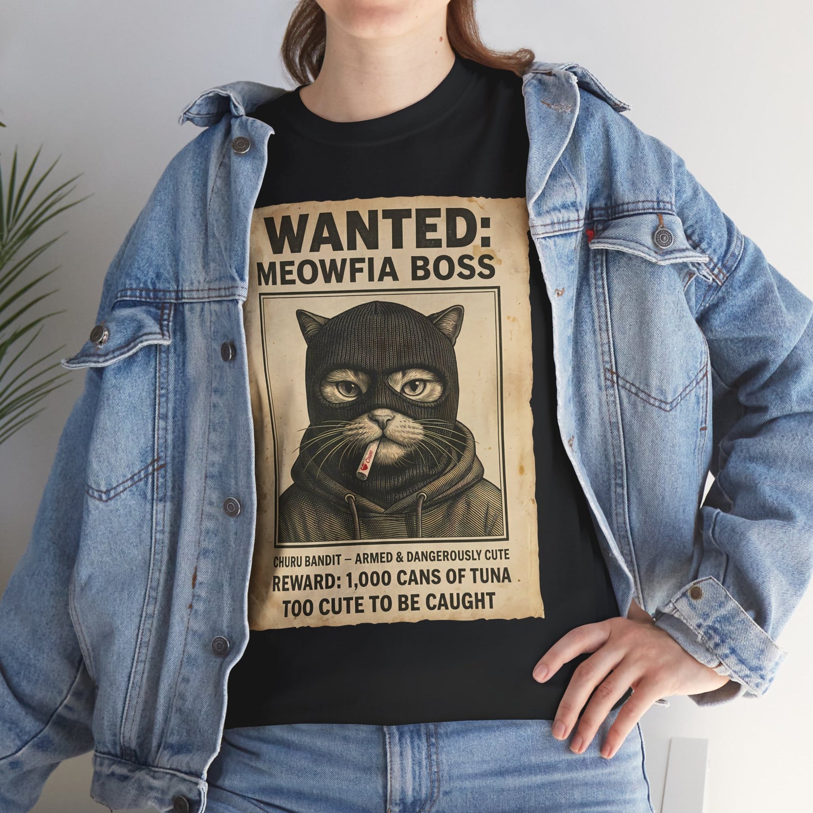 "Meowfia Boss" Wanted Poster Funny Cat T-Shirt