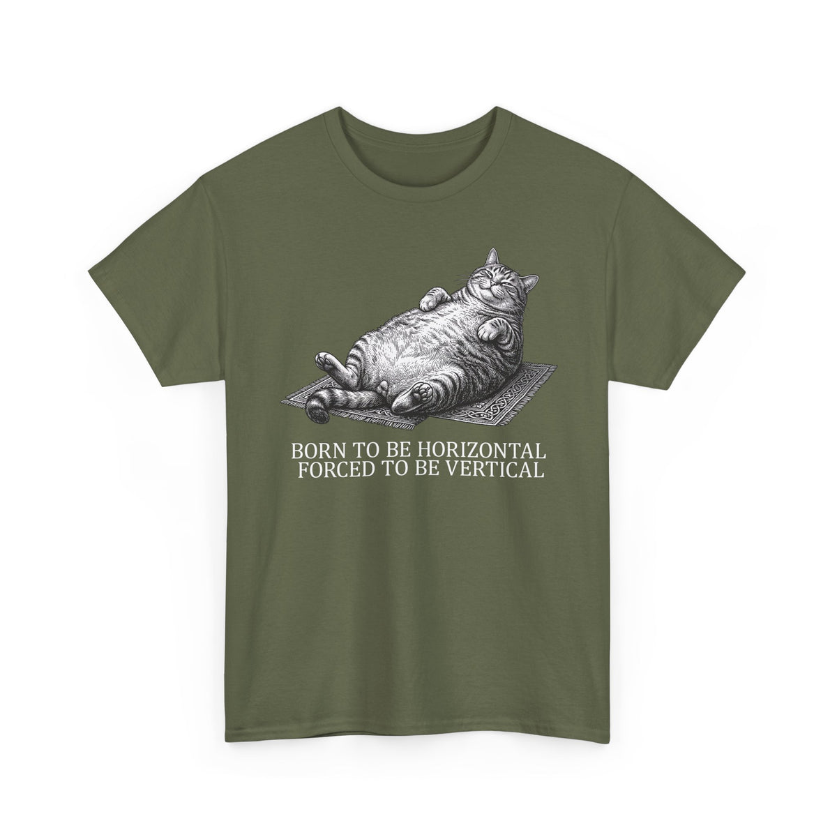 Born to Be Horizontal Fat Cat T-Shirt — Funny Lazy Cat Tee