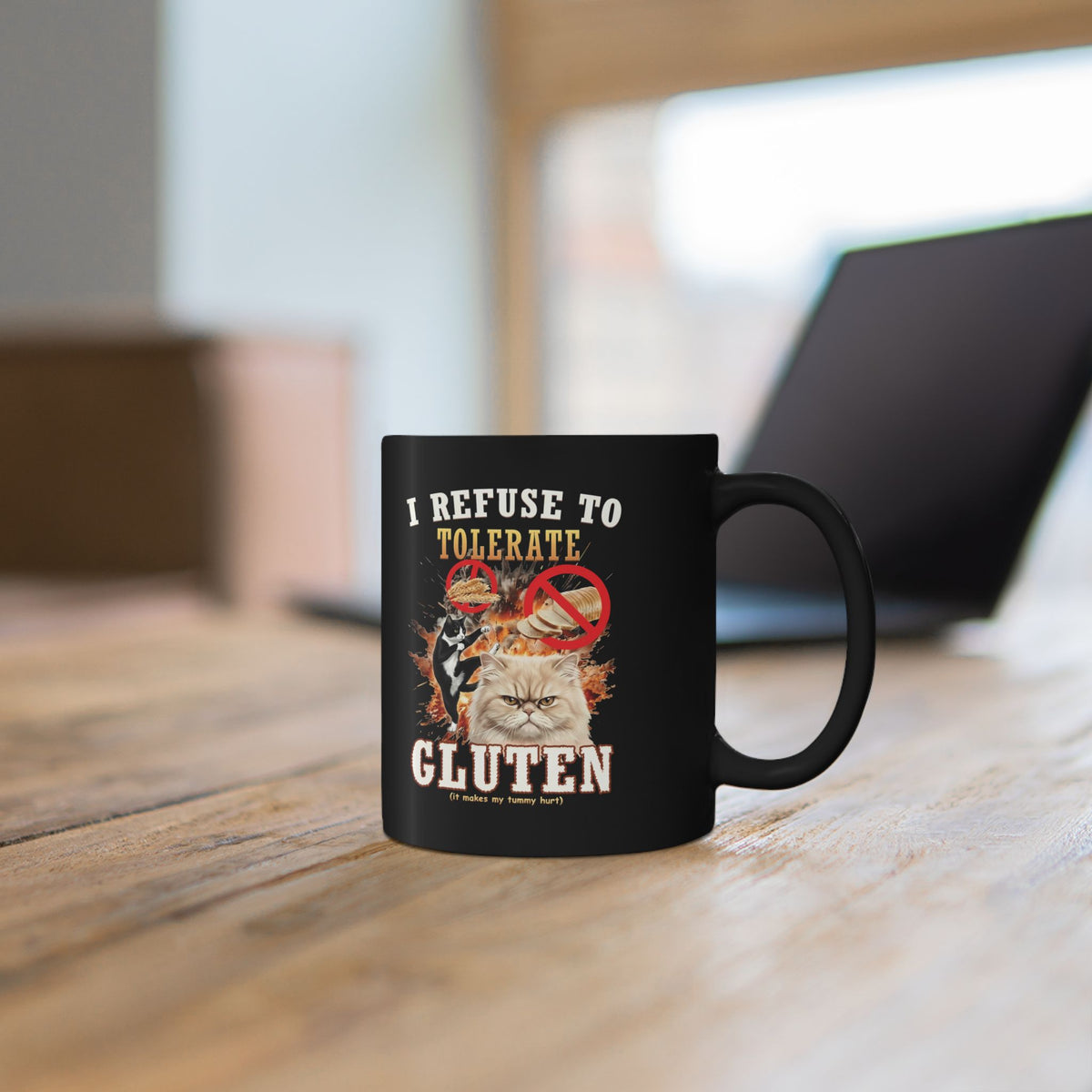 I Refuse To Tolerate Gluten Black Mug
