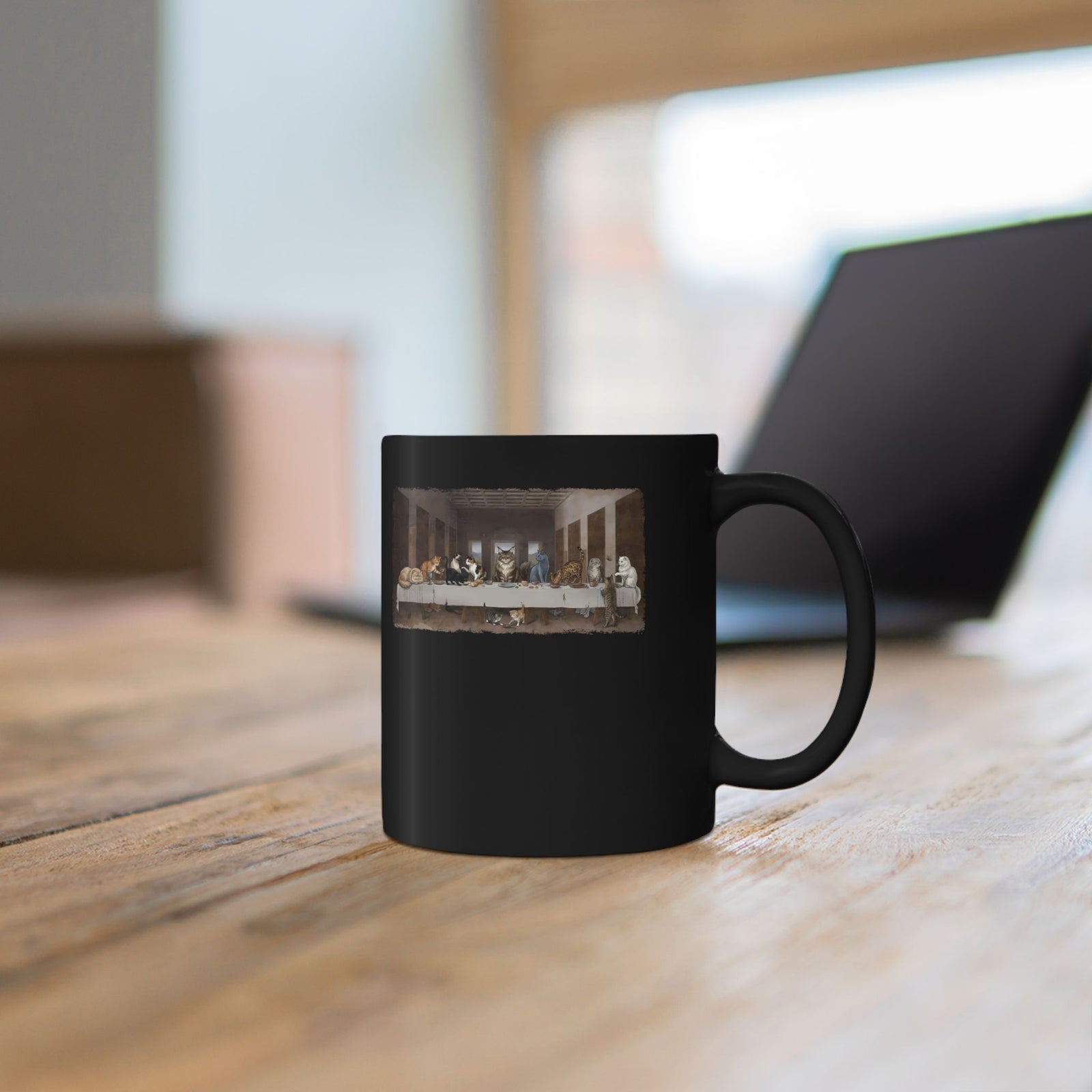 The Cat Supper Black Mug