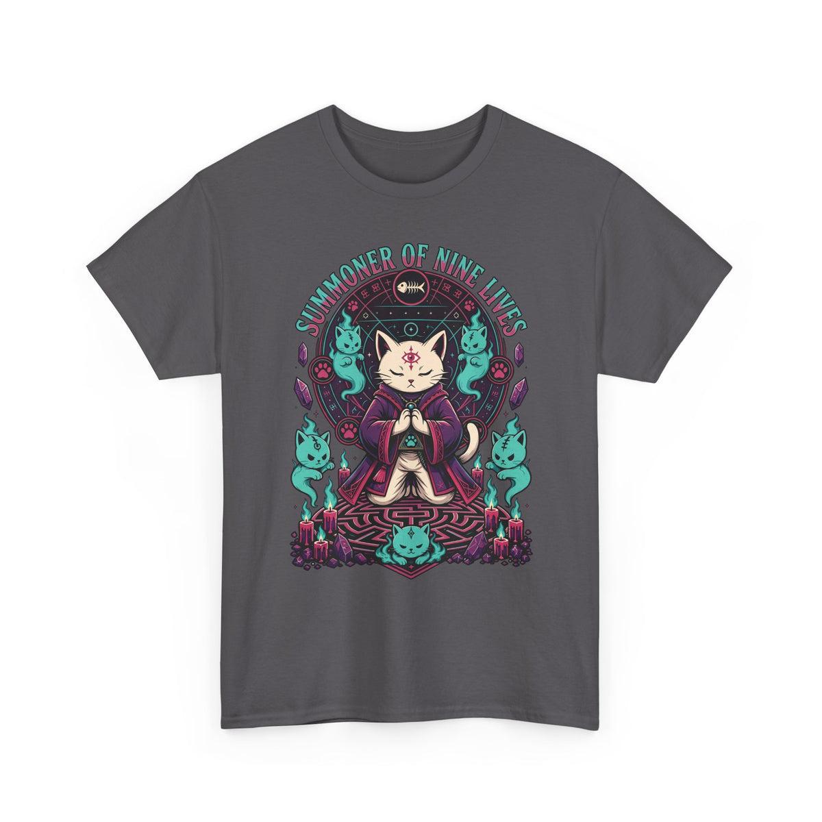 Lucky Cat Mystic Tee — "Catmancer of Nine Lives" Graphic T-Shirt