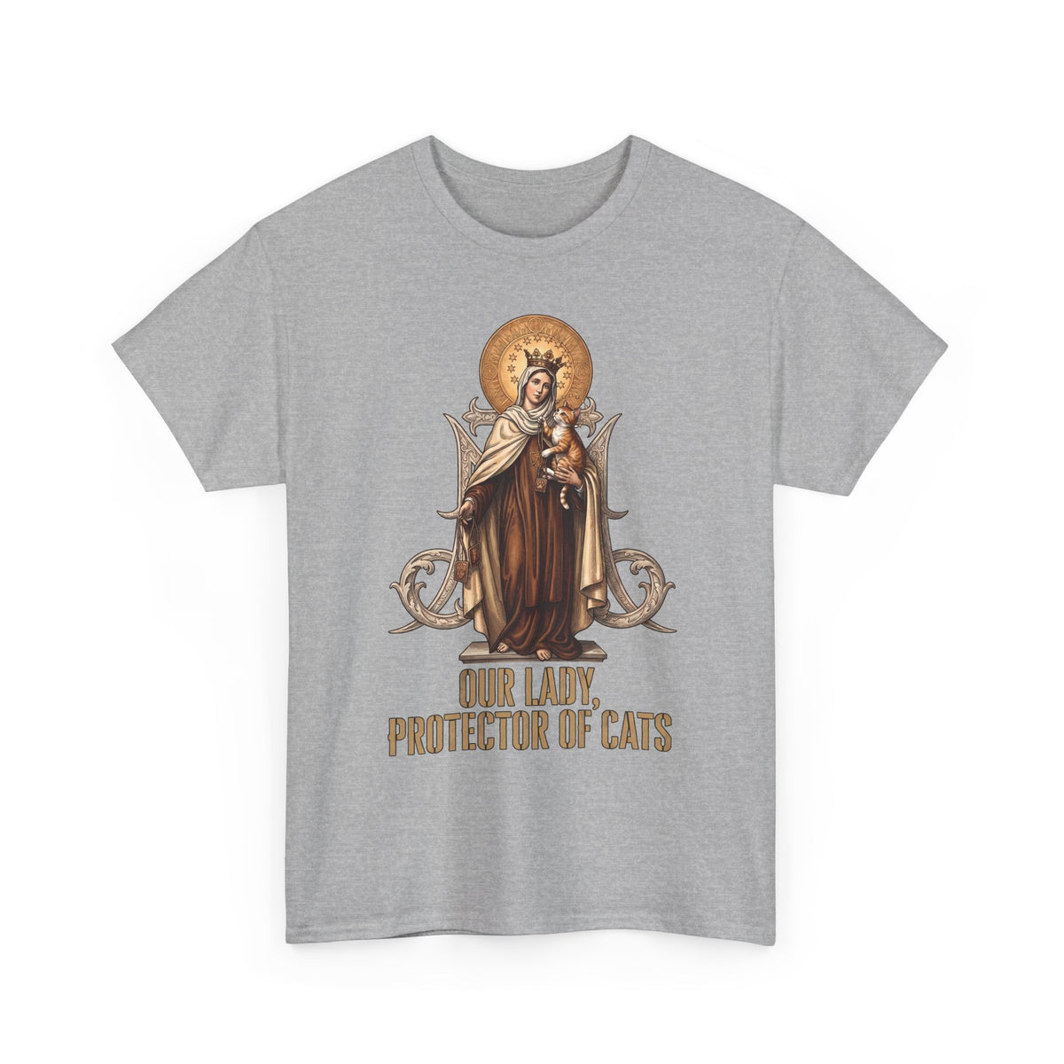 Our Lady Protector Of Cats T-Shirt — Sacred Feline Religious Parody Tee