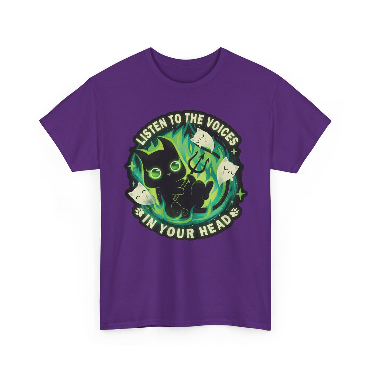 Listen To The Voices In Your Head Devil Cat — Spooky Cute Black Cat Art