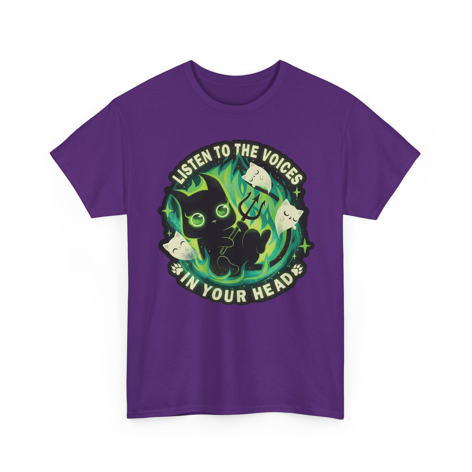 Listen To The Voices In Your Head Devil Cat — Spooky Cute Black Cat Art