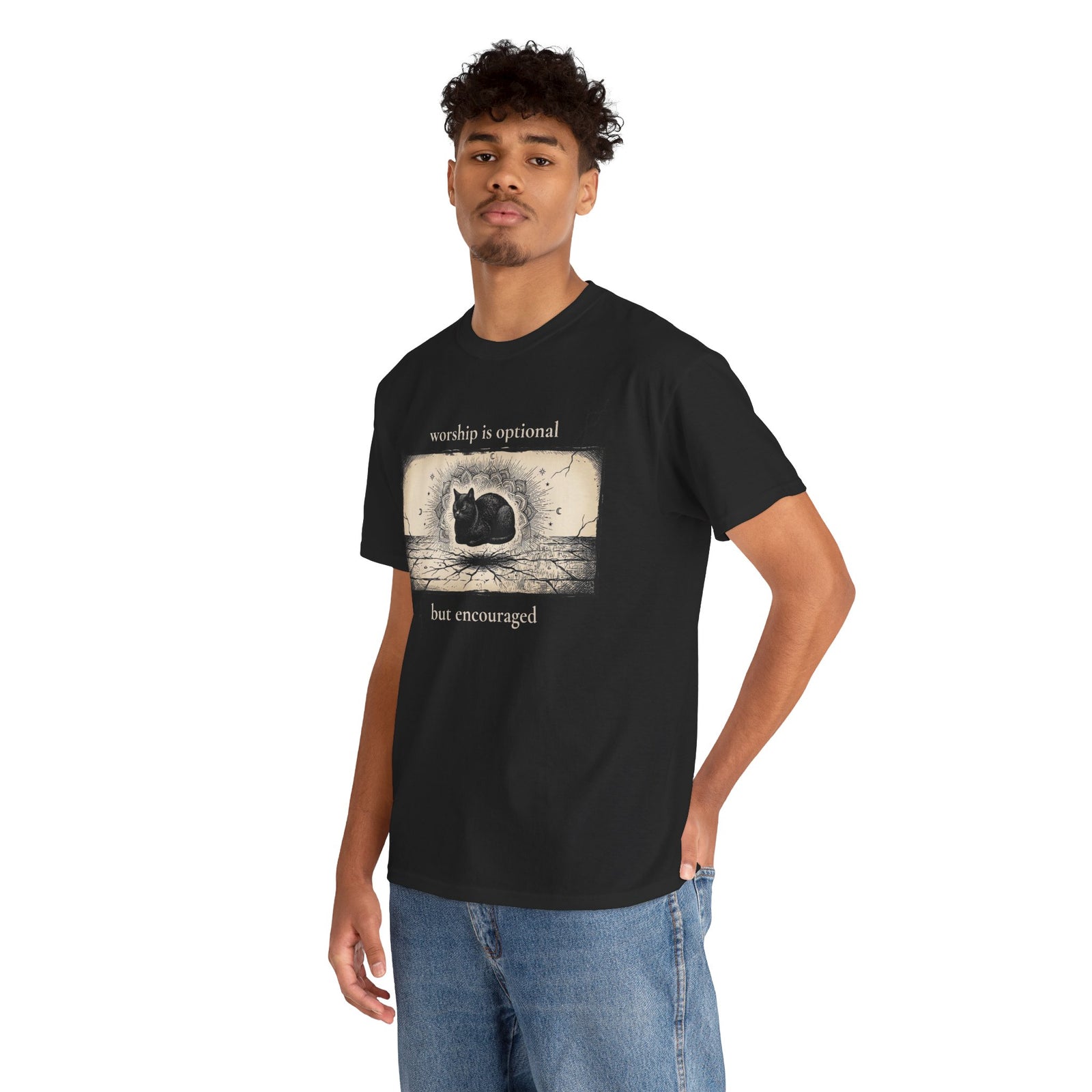 Worship Is Optional But Encouraged Cat T-Shirt