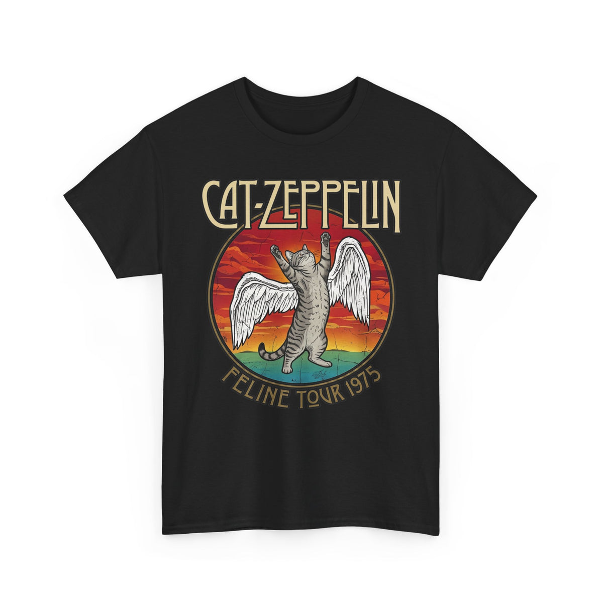 Cat Zeppelin Feline Tour 1975 Vintage Rock Band T-Shirt