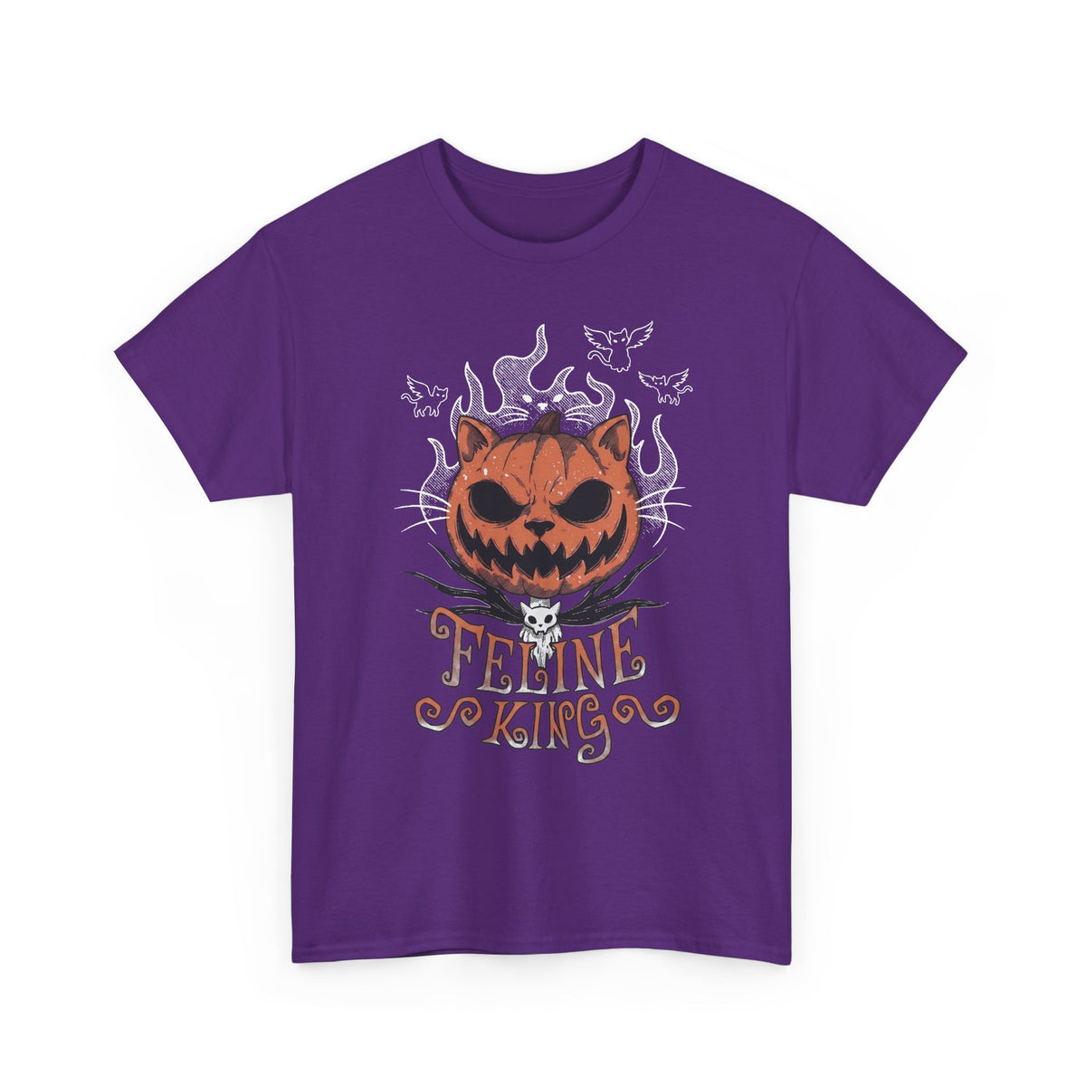 Feline King Halloween Cat Graphic — Spooky Pumpkin King Parody Art
