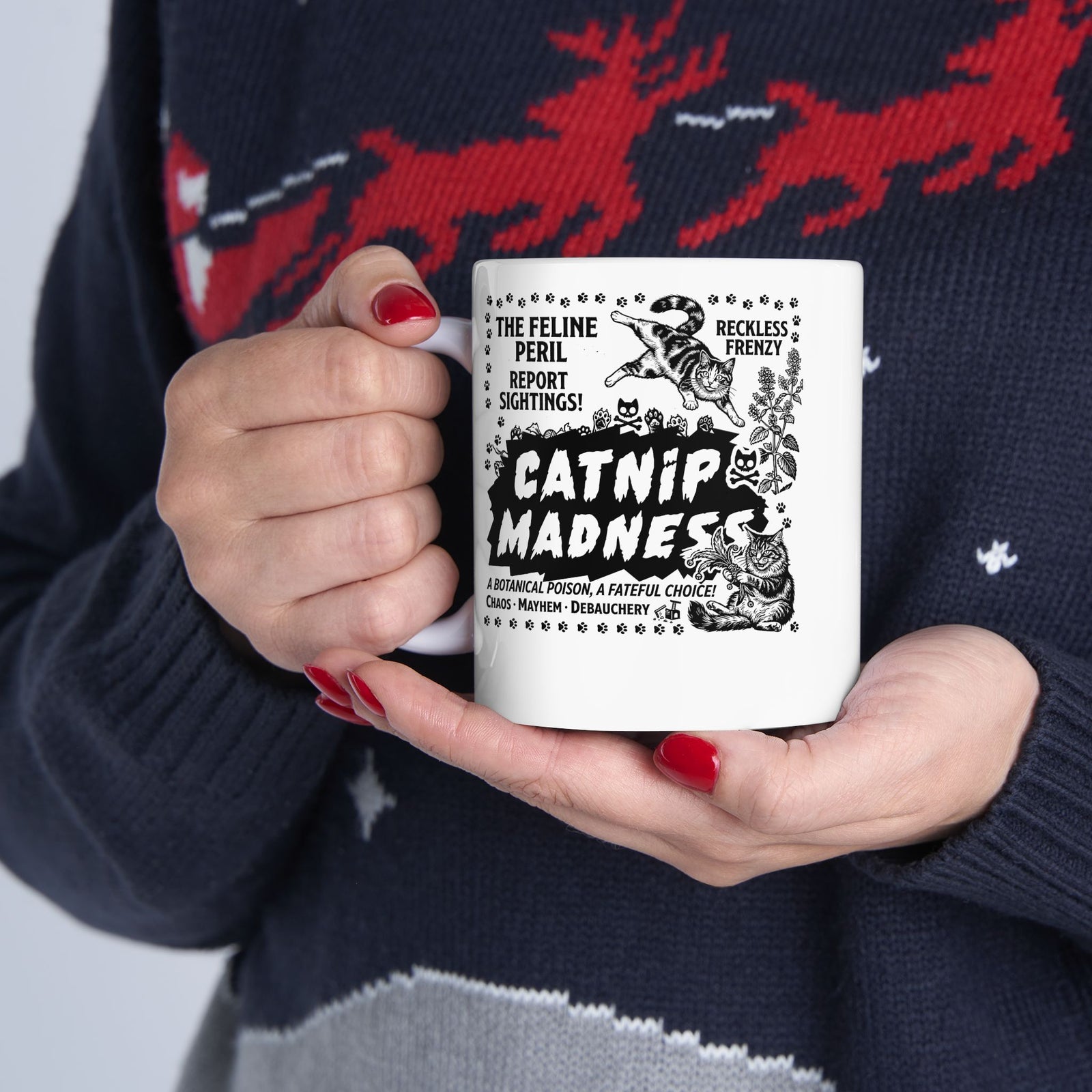 Catnip Madness Cat Ceramic Mug