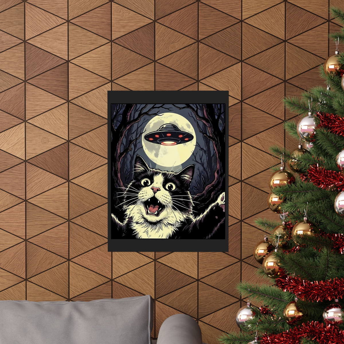 Cat Selfie With UFO Poster